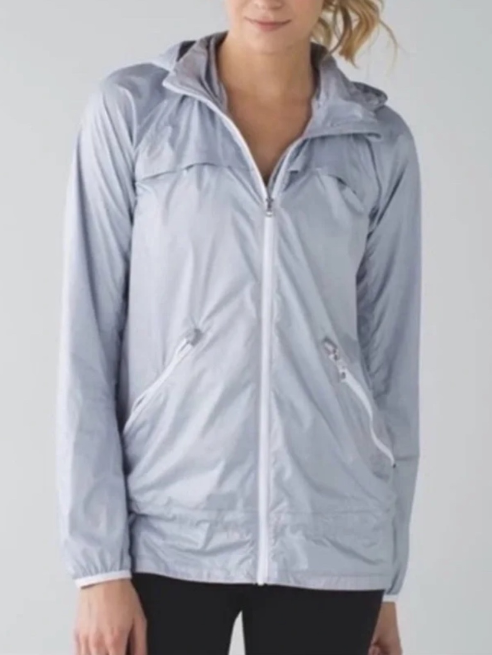 Lululemon Miss Misty Jacket II Packable White Gray pack it up - size 8